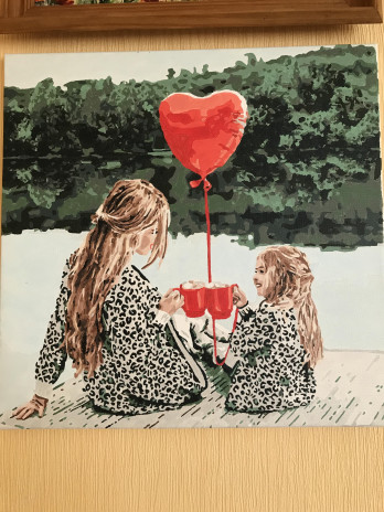 Painting акварелью Мама с дочерью 