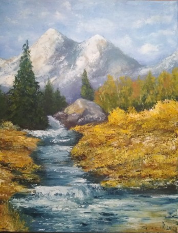 Painting маслом Осень в горах
