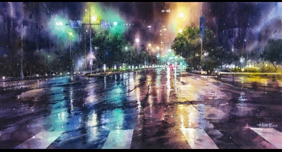 Watercolor technique in modern painting