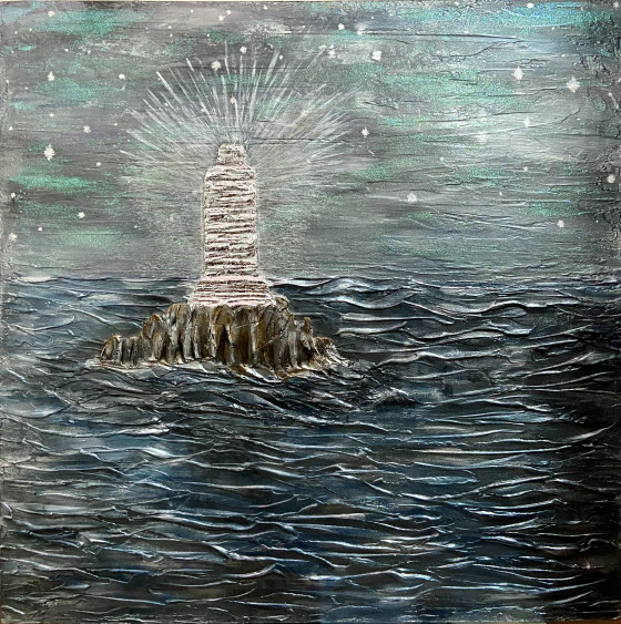 Painting в смешанной технике Ночной океан