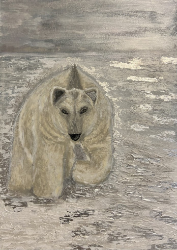 Painting акрилом Белый медведь