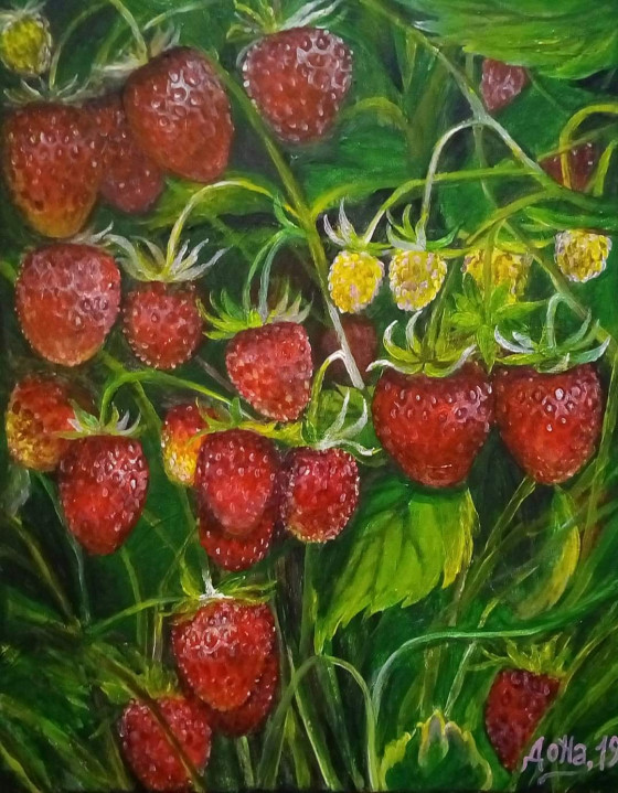 Painting маслом Картина"Клубничный рай"