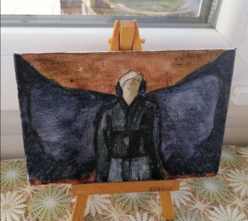 Painting акварелью Park Jimin "Black Swan"
