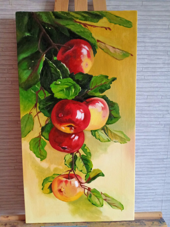 Painting маслом Ветка яблони