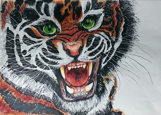 Painting  Рассерженный тигр