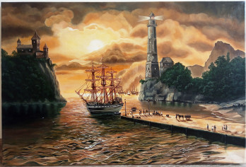 Painting маслом Морской закат  