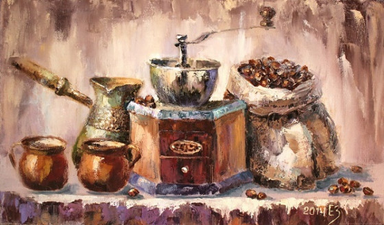 Painting маслом Кофейный натюрморт