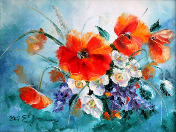 Painting маслом Алые маки