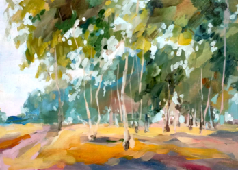 Painting маслом Солнечным днем