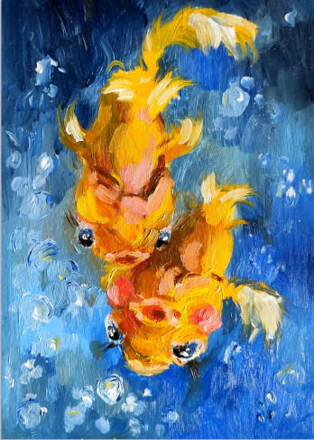 Painting маслом Золотые Рыбки