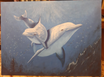Painting маслом Дельфины