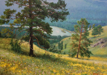 Painting маслом Altai landscape