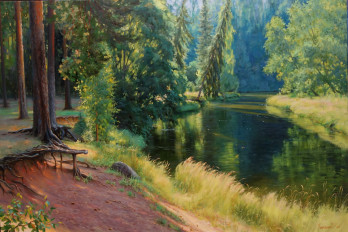 Painting маслом Forest River.