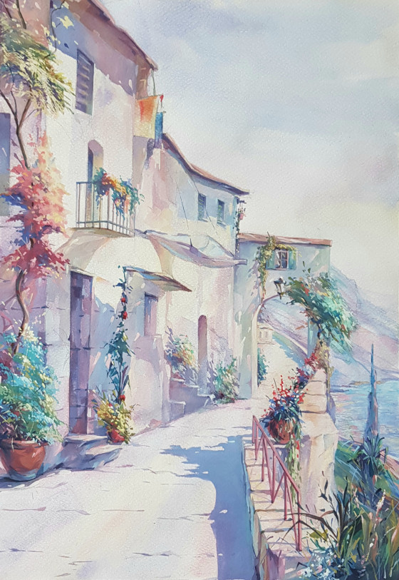 Painting гуашью French Riviera