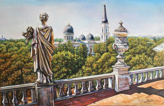 Painting пастелью "Вид с дома Фридмана на Спасо-Преображенский кафедральный собор"