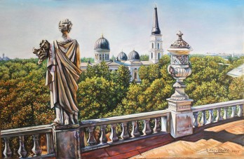 Painting пастелью "Вид с дома Фридмана на Спасо-Преображенский кафедральный собор"