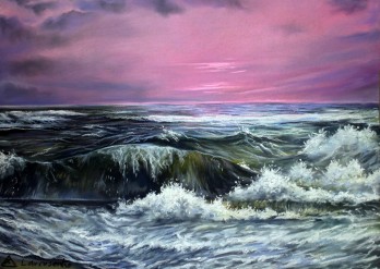Painting пастелью "Чёрное море в шторм"