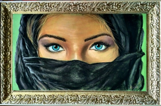 Painting пастелью "Синие глаза"