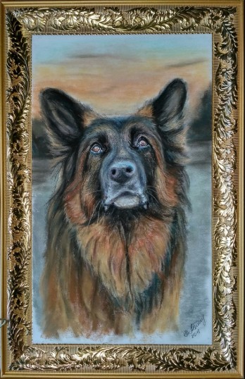 Painting пастелью Пес Граф