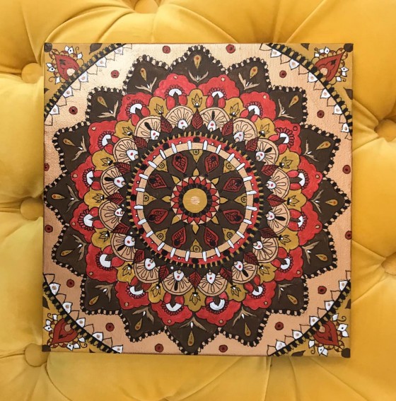 Painting в смешанной технике Цветок солнца