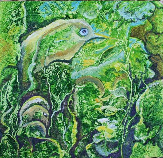 Painting в смешанной технике Зелёный сон