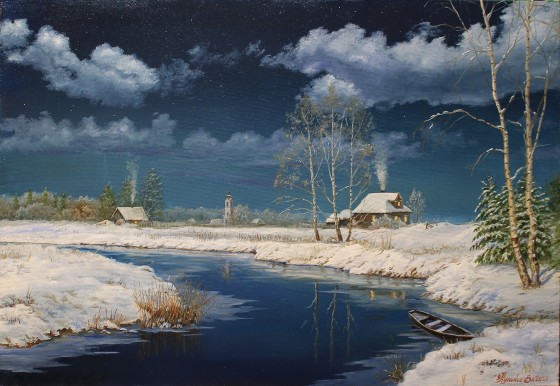 Painting маслом Рождественская ночь