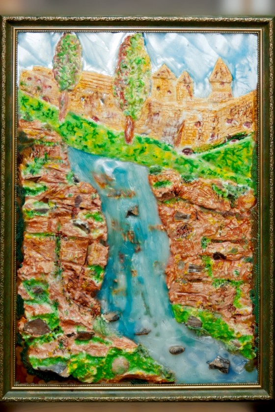 Painting в смешанной технике Водопад в старом городе