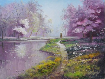 Painting маслом Цветение плодовых деревьев