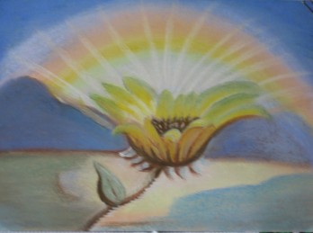 Painting пастелью "Цветок солнца"