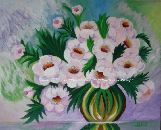 Painting акрилом " Белые пионы "