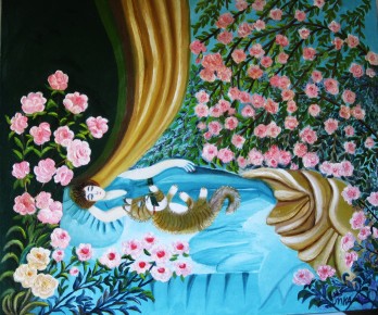 Painting маслом "Сон в летнем саду"