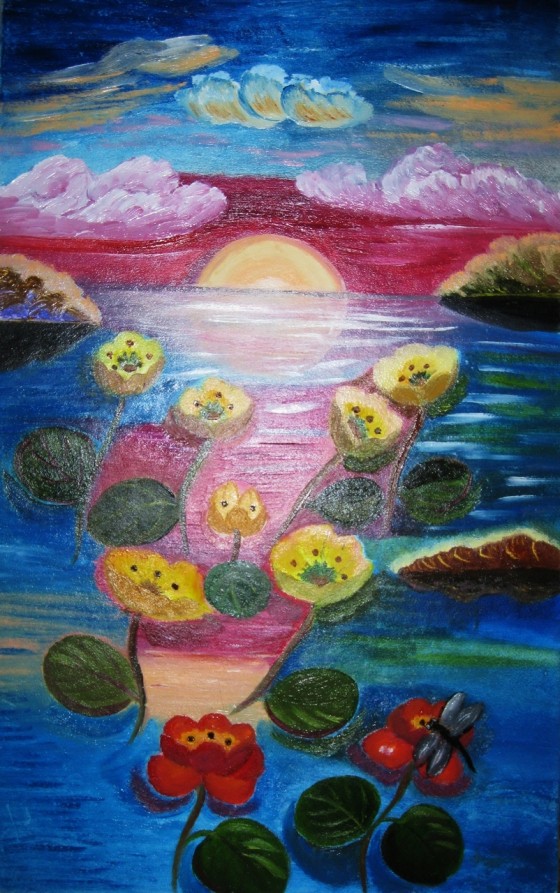 Painting маслом "Розовые облака"
