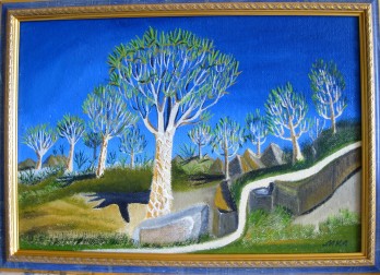 Painting маслом "Роща колчановых деревьев" Намибия
