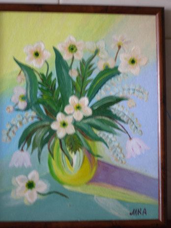 Painting маслом " Анемоны и ландыши "