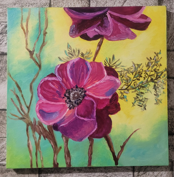 Painting маслом Картина маслом Анемона