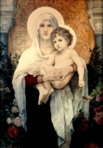 Painting маслом Богородица с розами