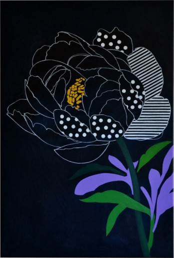 Painting маслом Пион с полосками 