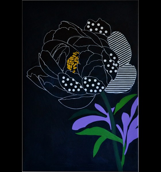 Painting маслом Пион с полосками 