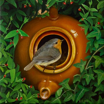 Painting маслом Птичка и кувшин