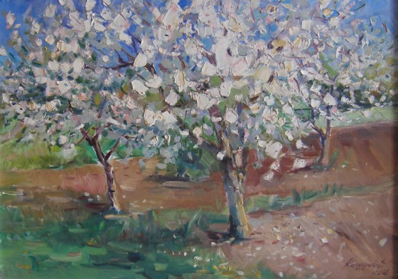 Painting маслом Яблуні в садку