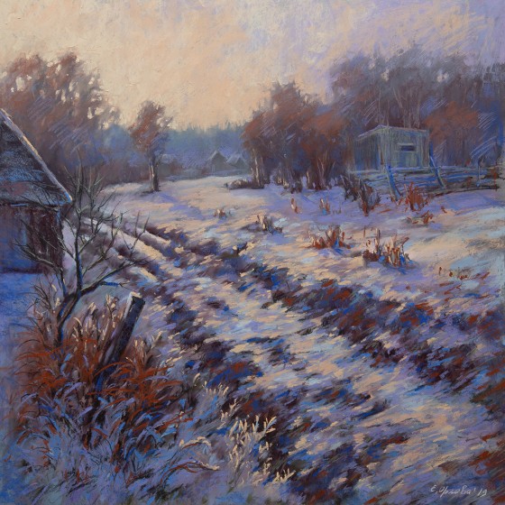 Painting пастелью Морозный ноябрь
