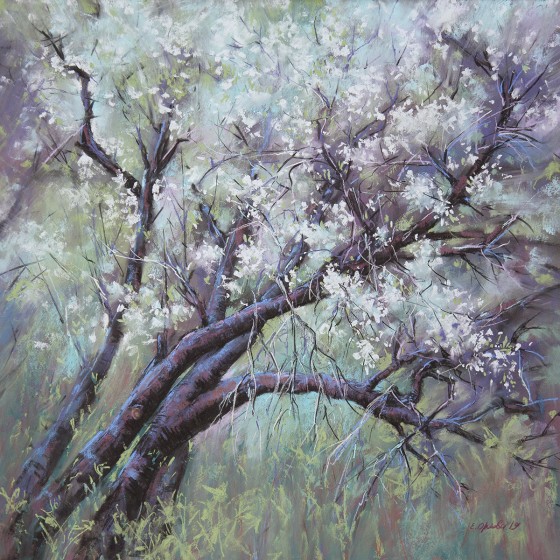 Painting пастелью Цветение вишни