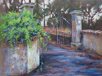 Painting пастелью Старые ворота
