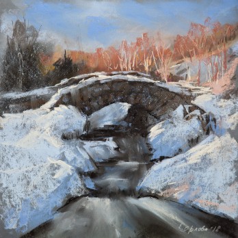 Painting пастелью Зима за городом 06