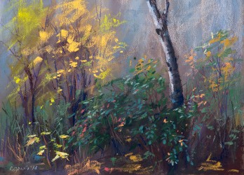 Painting пастелью Тихий двор