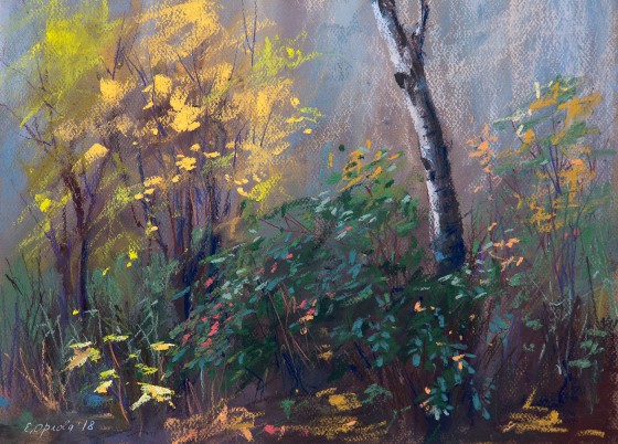 Painting пастелью Тихий двор