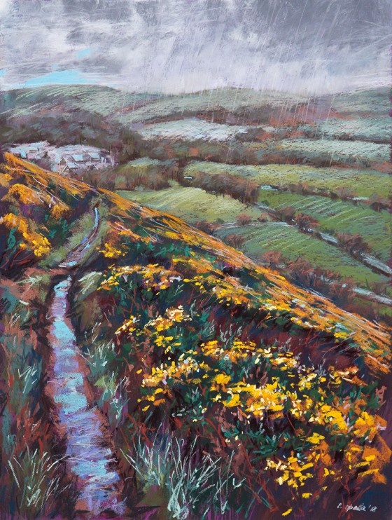 Painting пастелью Сквозь дождь