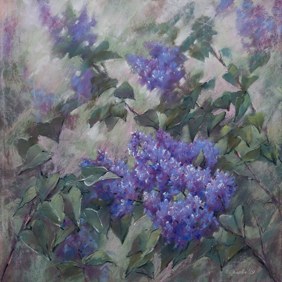 Painting пастелью Сиреневый май