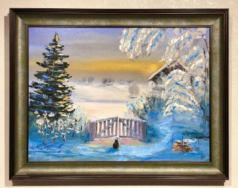 Painting маслом Кот провожает солнце