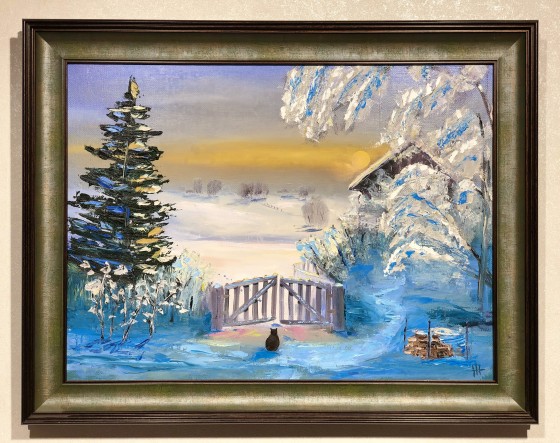 Painting маслом Кот провожает солнце
